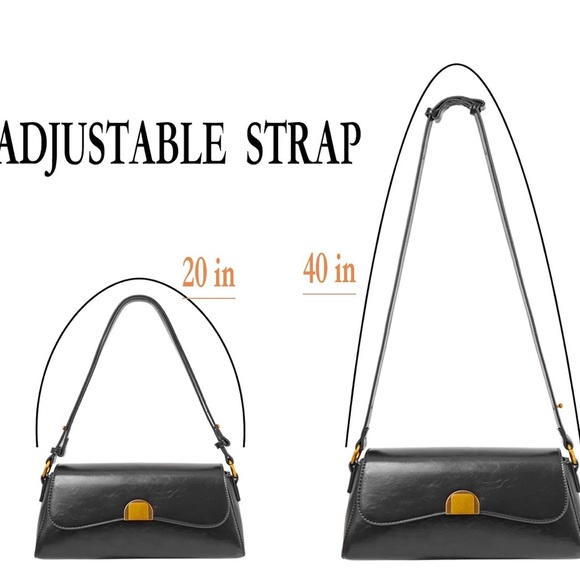 Elegant Black Leather Shoulder Bag - Picture 2 of 3